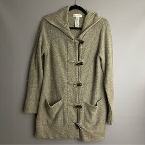 Evan-Picone Cardigan- Faux Horn Statement Buttons- Hooded. Size S
